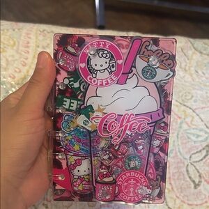 Hello Kitty Pink Starbucks  shaker notebook a7